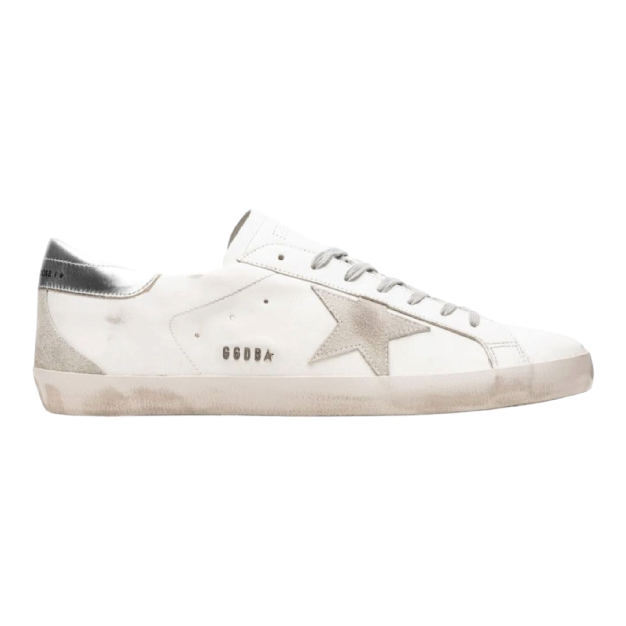 Golden Goose Women's Super-Star with silver heel tab and metal stud lettering