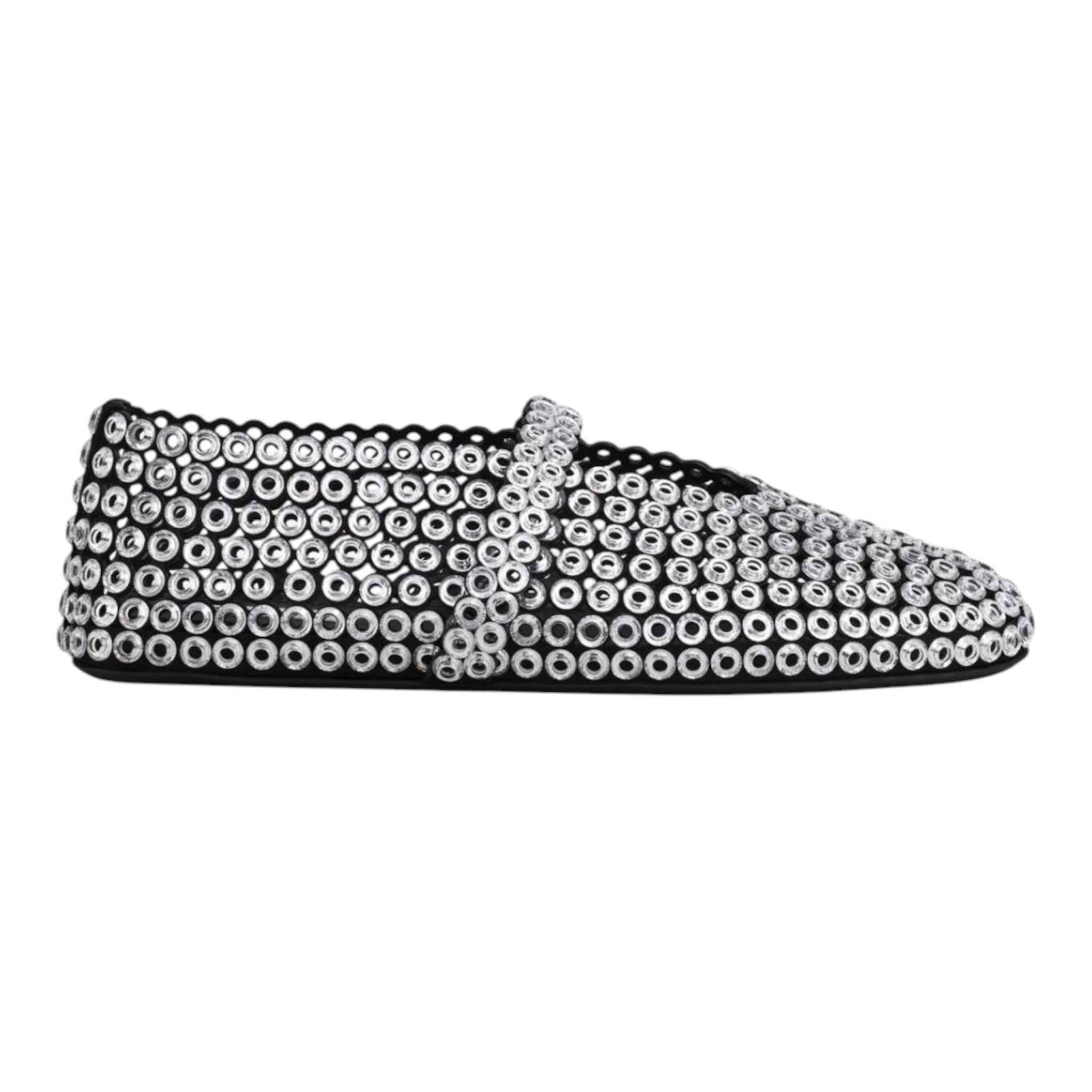 Alaïa Suede Glass-Embellished Ballet Flats