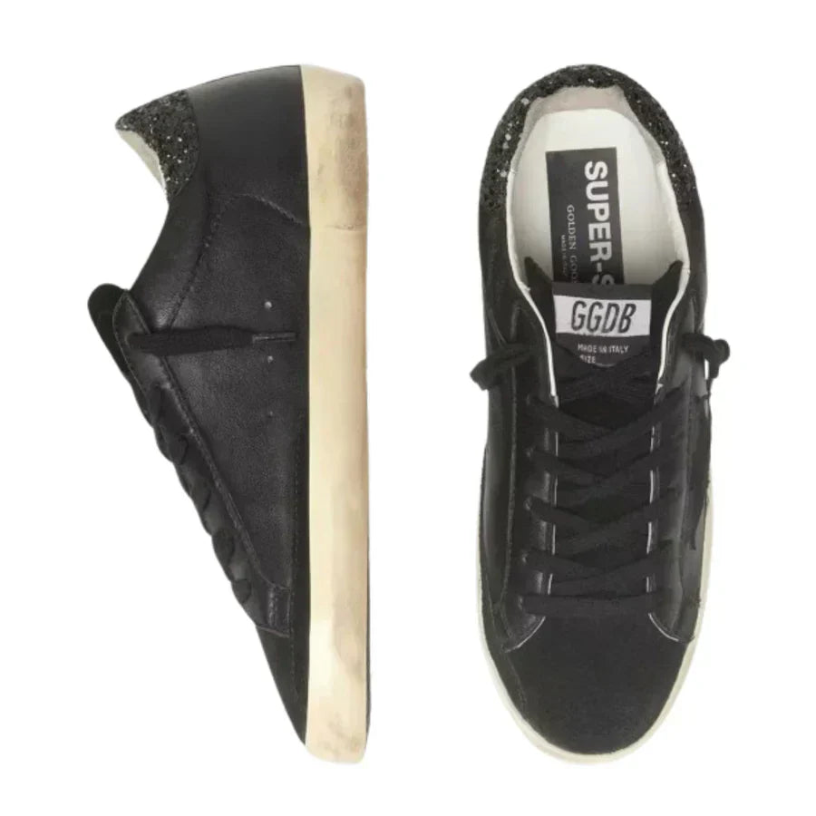 Golden Goose Superstar – Black Glitter Heel