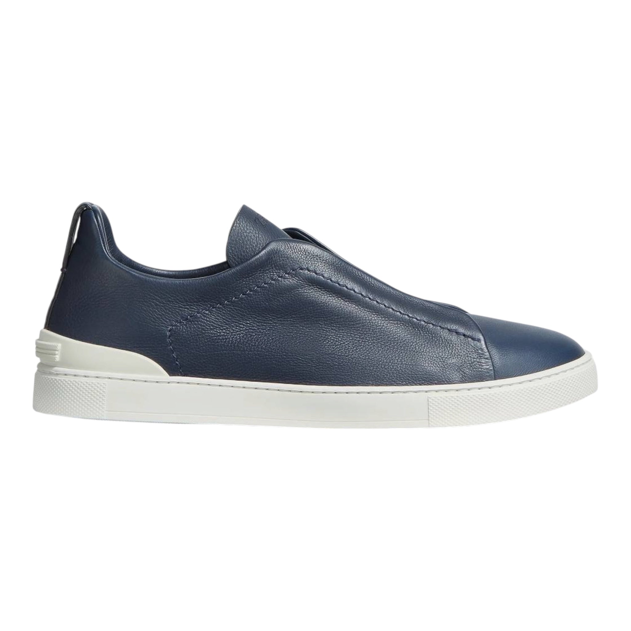 ZEGNA NAVY BLUE DEERSKIN TRIPLE STITCH™ SNEAKERS