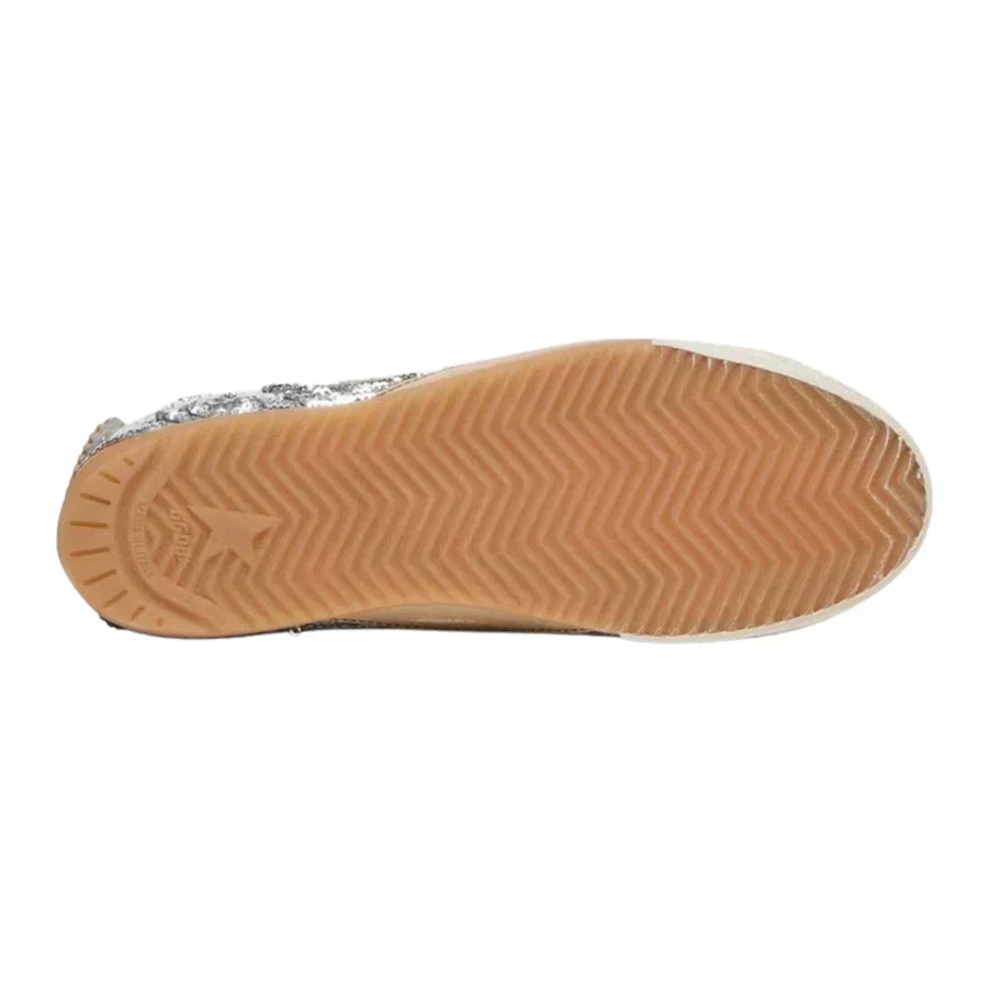 Golden Goose Women's True-Star in silver sequins with black star and silver leather heel tab