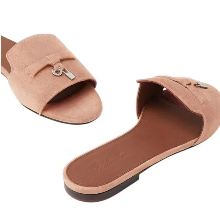 Loro piana Summer Charms Sandal Suede Goatskin Precious Rose