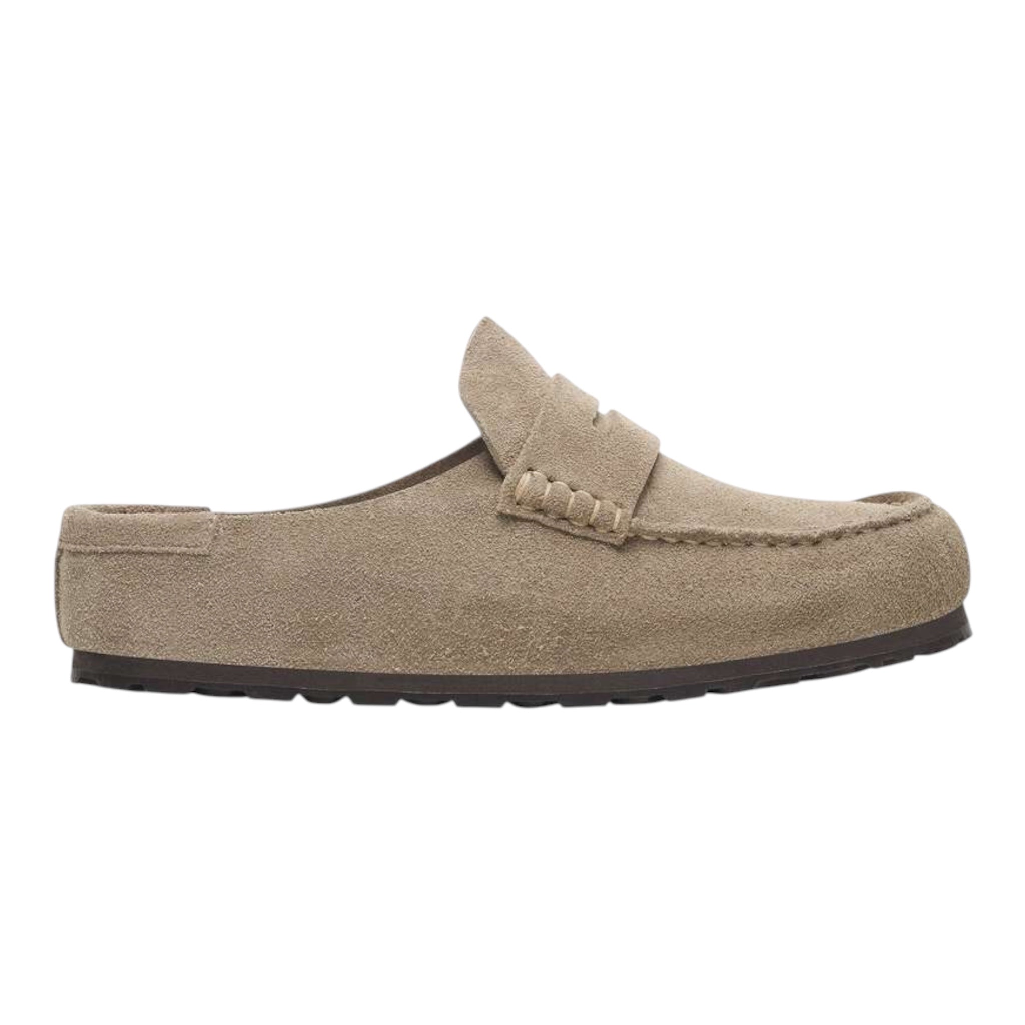 Birkenstock Naples Wrapped clog in taupe suede leather