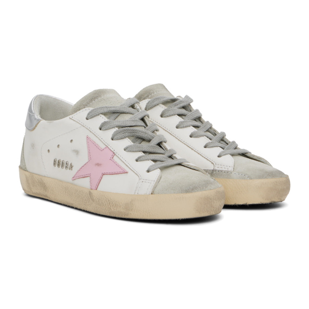 Golden Goose White & Gray Super-Star Classic Sneakers