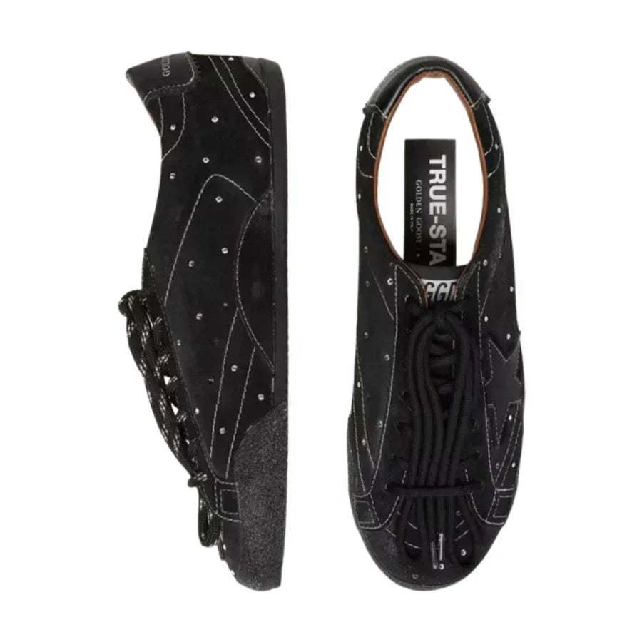 Golden Goose True-Star in black suede with Swarovski crystals and black leather star