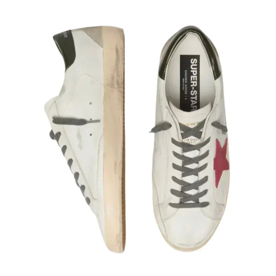 Golden Goose Men's Super-Star with red suede star and green leather heel tab