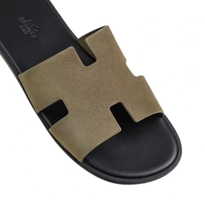 Hermes Haven Suede H Style Slip-On Olive
