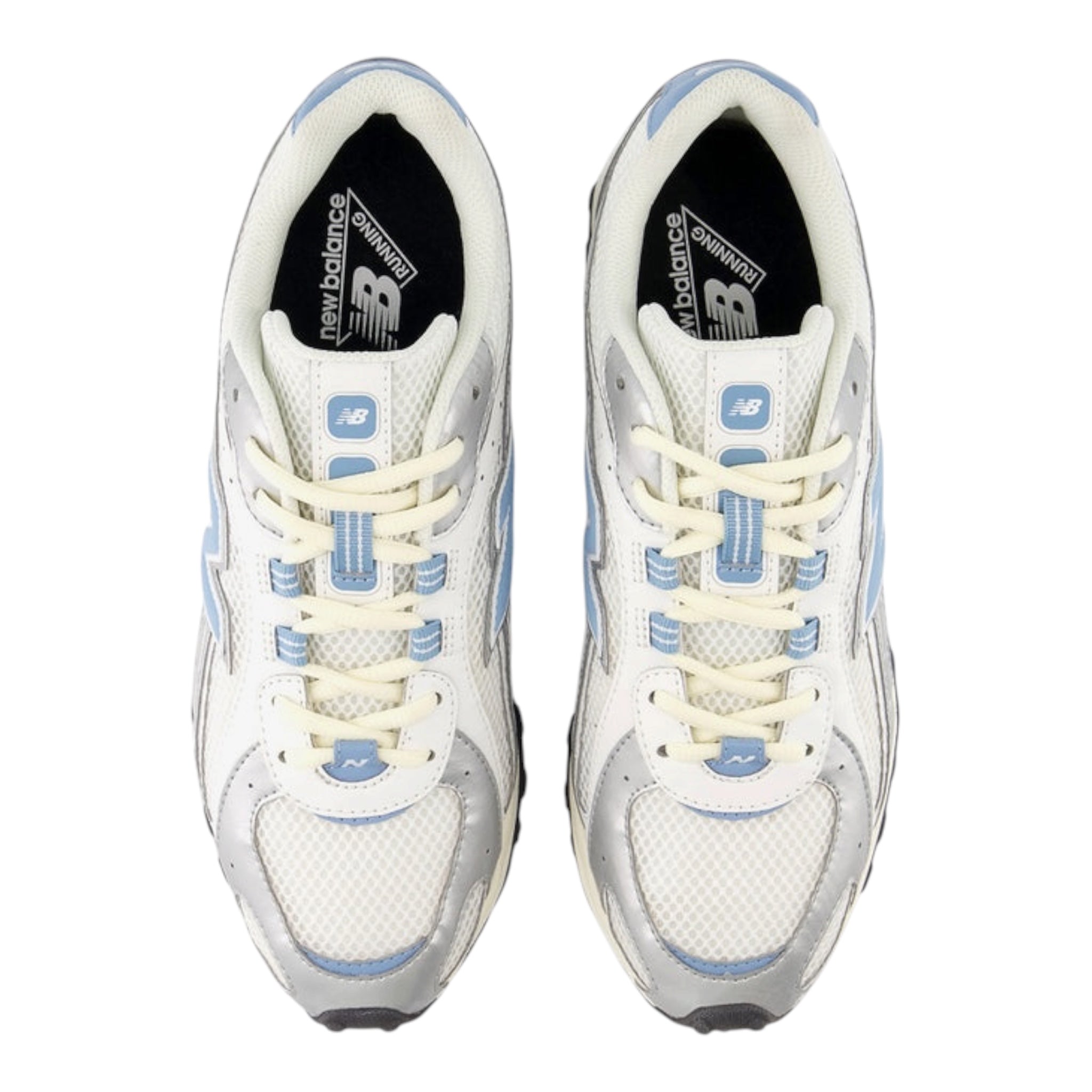 New Balance 204L sneakers in the "Silver Metallic/Still Water" (or "Ice Blue" or "Sky") colorway. 