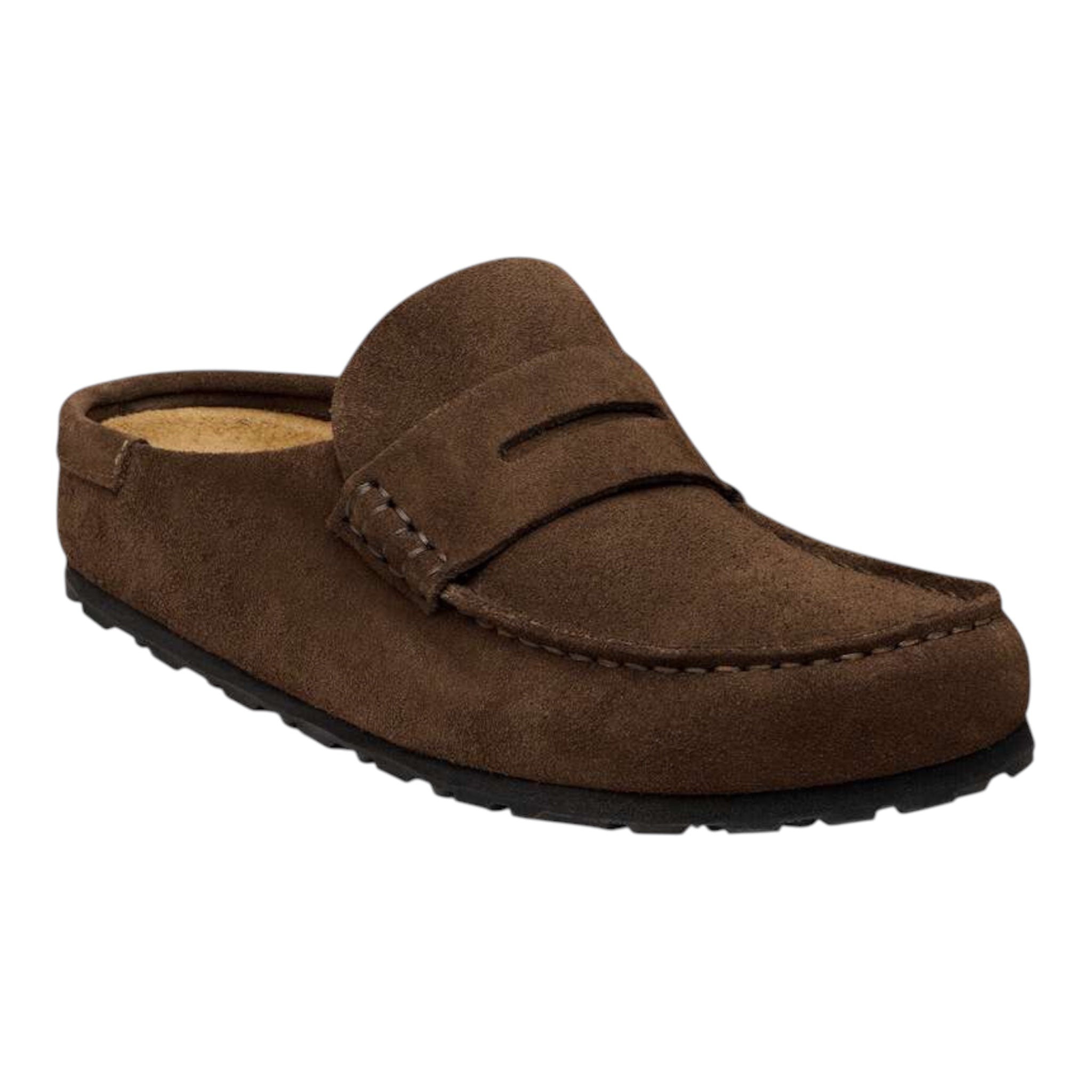 Birkenstock Naples Wrapped suede leather loafers in a brown color
