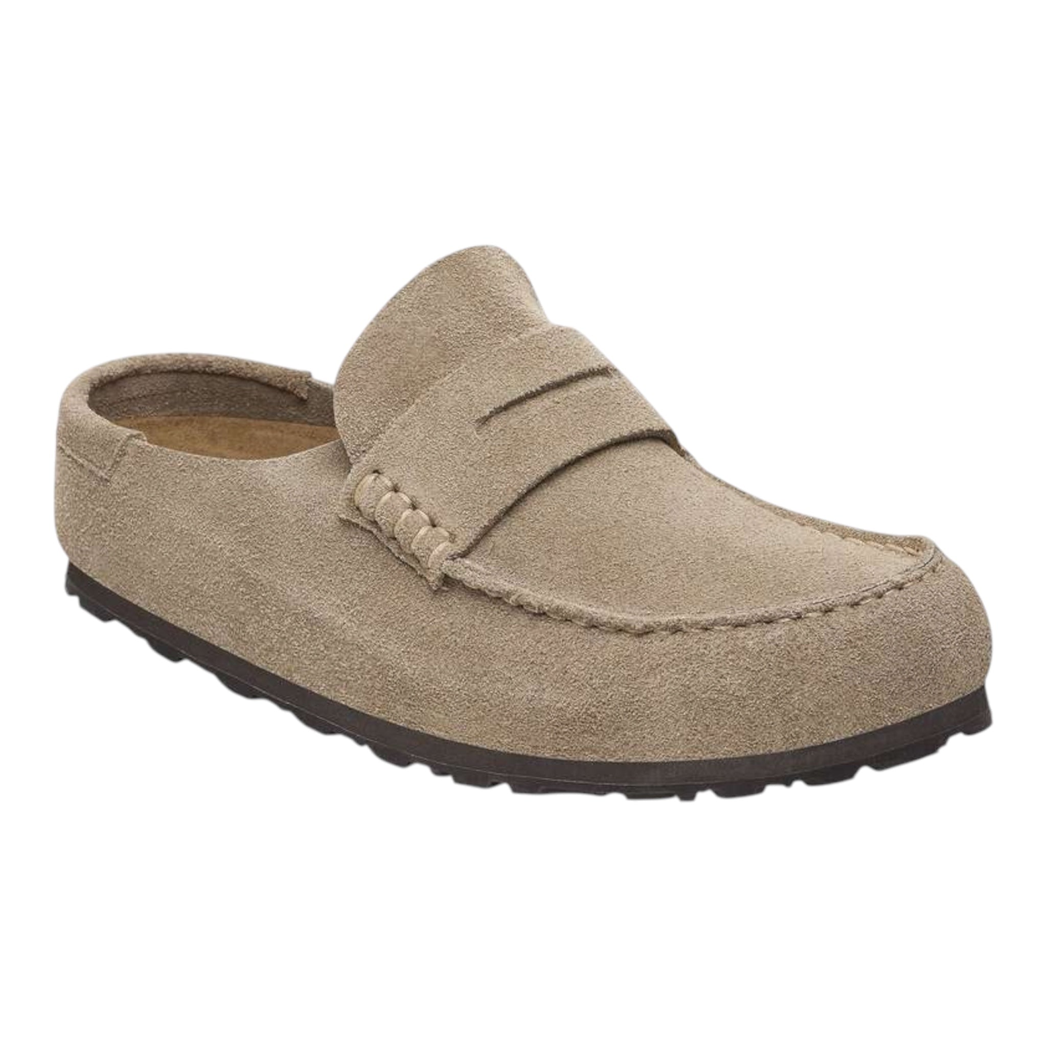 Birkenstock Naples Wrapped clog in taupe suede leather