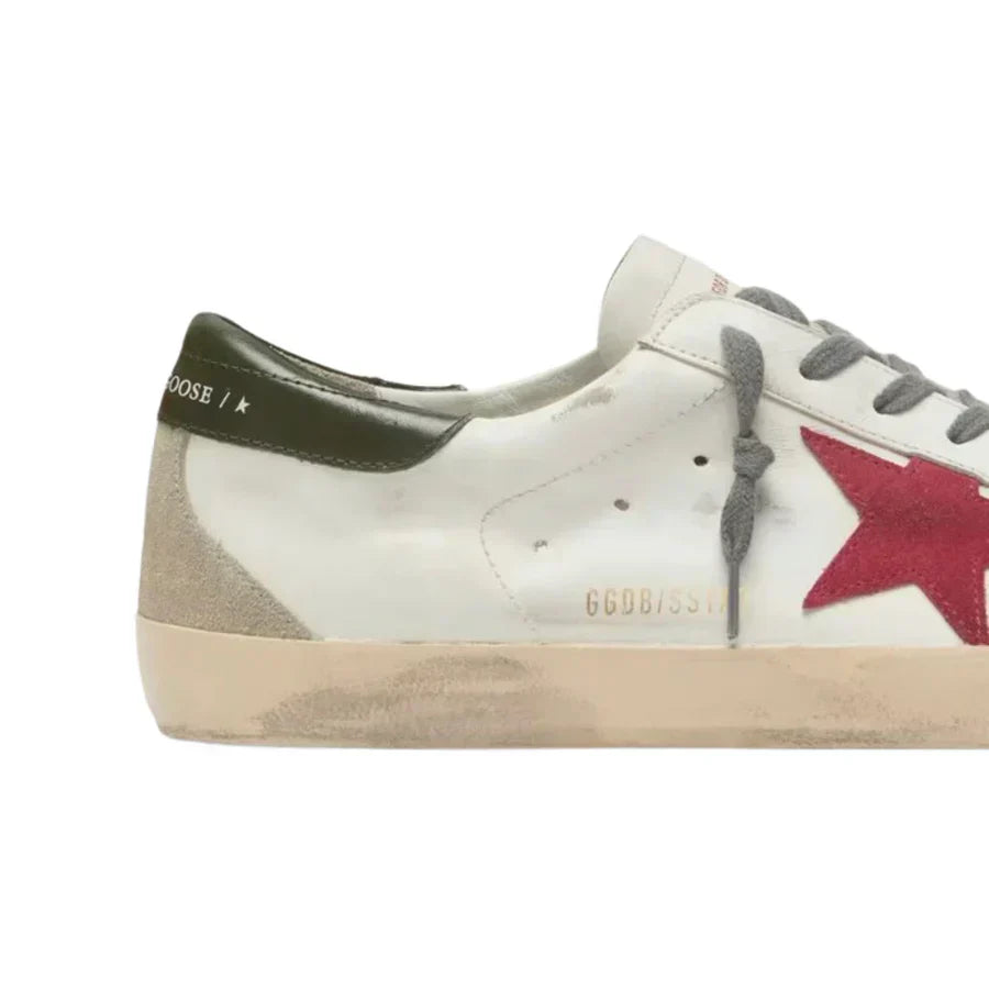 Golden Goose Men's Super-Star with red suede star and green leather heel tab