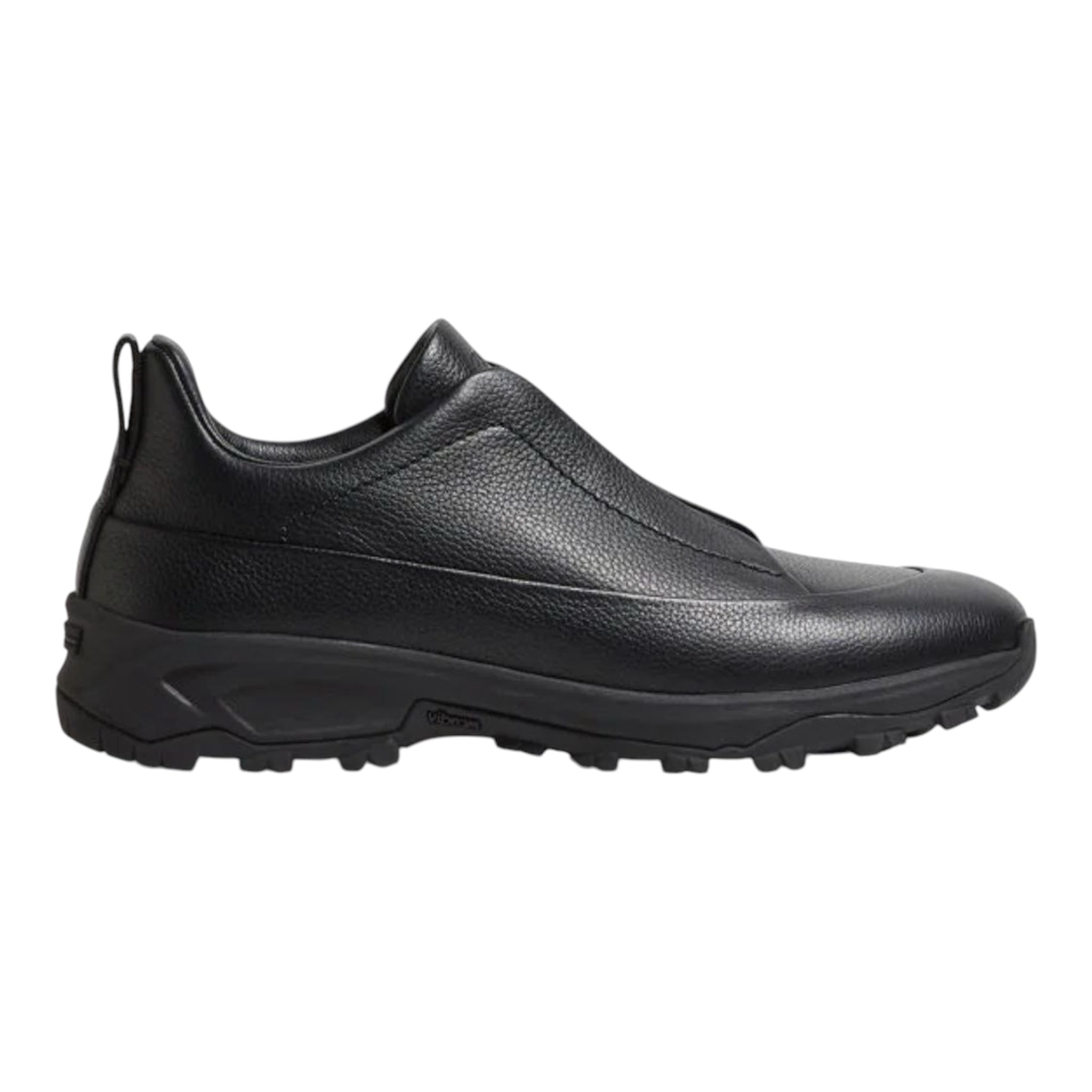 ZEGNA Black leather triple stitch mont sneakers