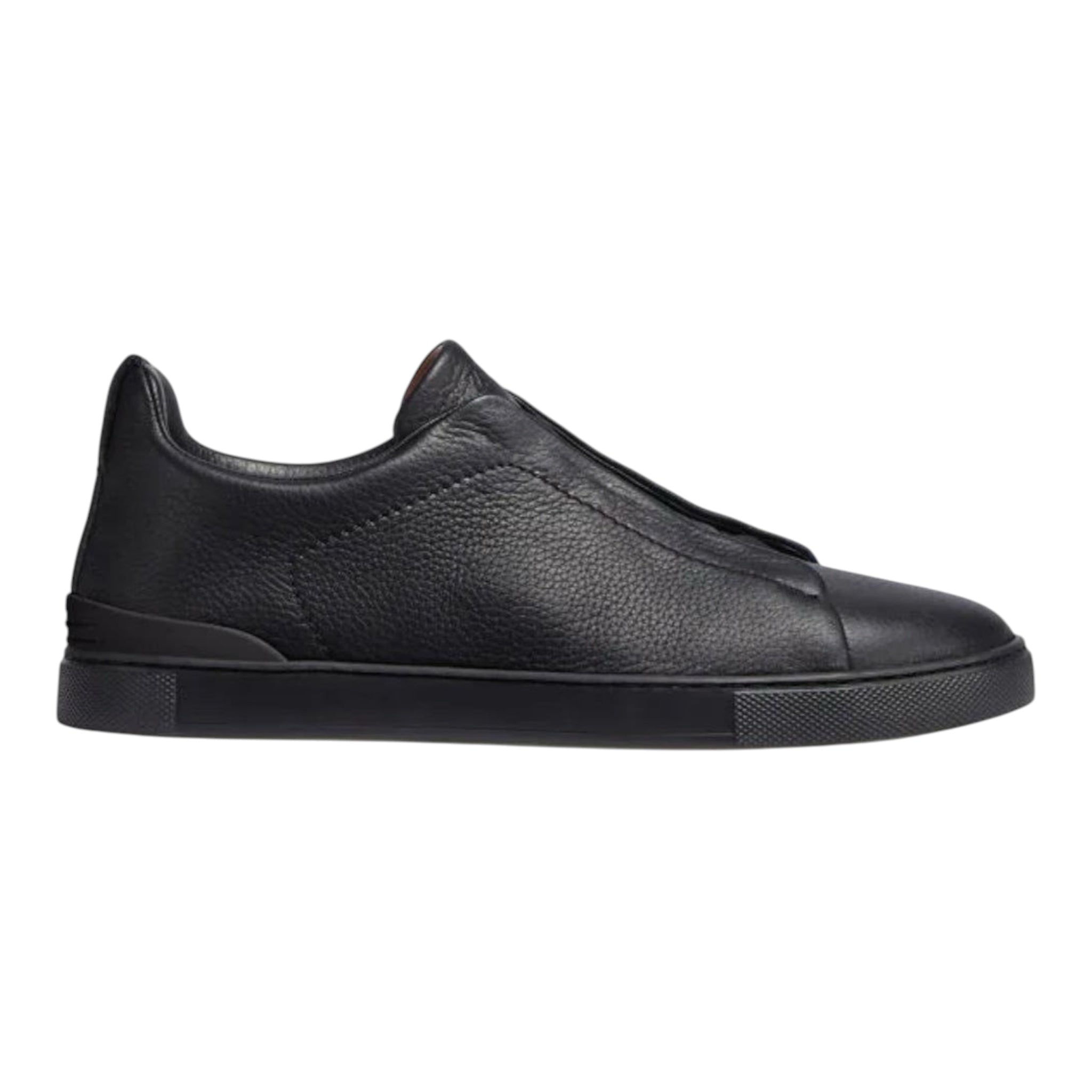 ZEGNA triple stitch leather Black sneakers