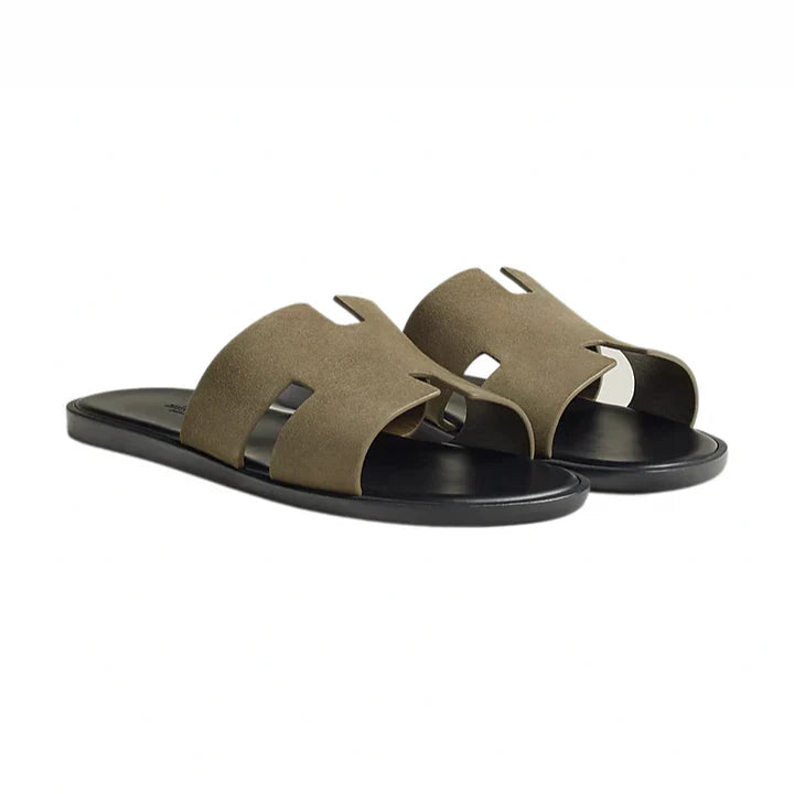 Hermes Haven Suede H Style Slip-On Olive