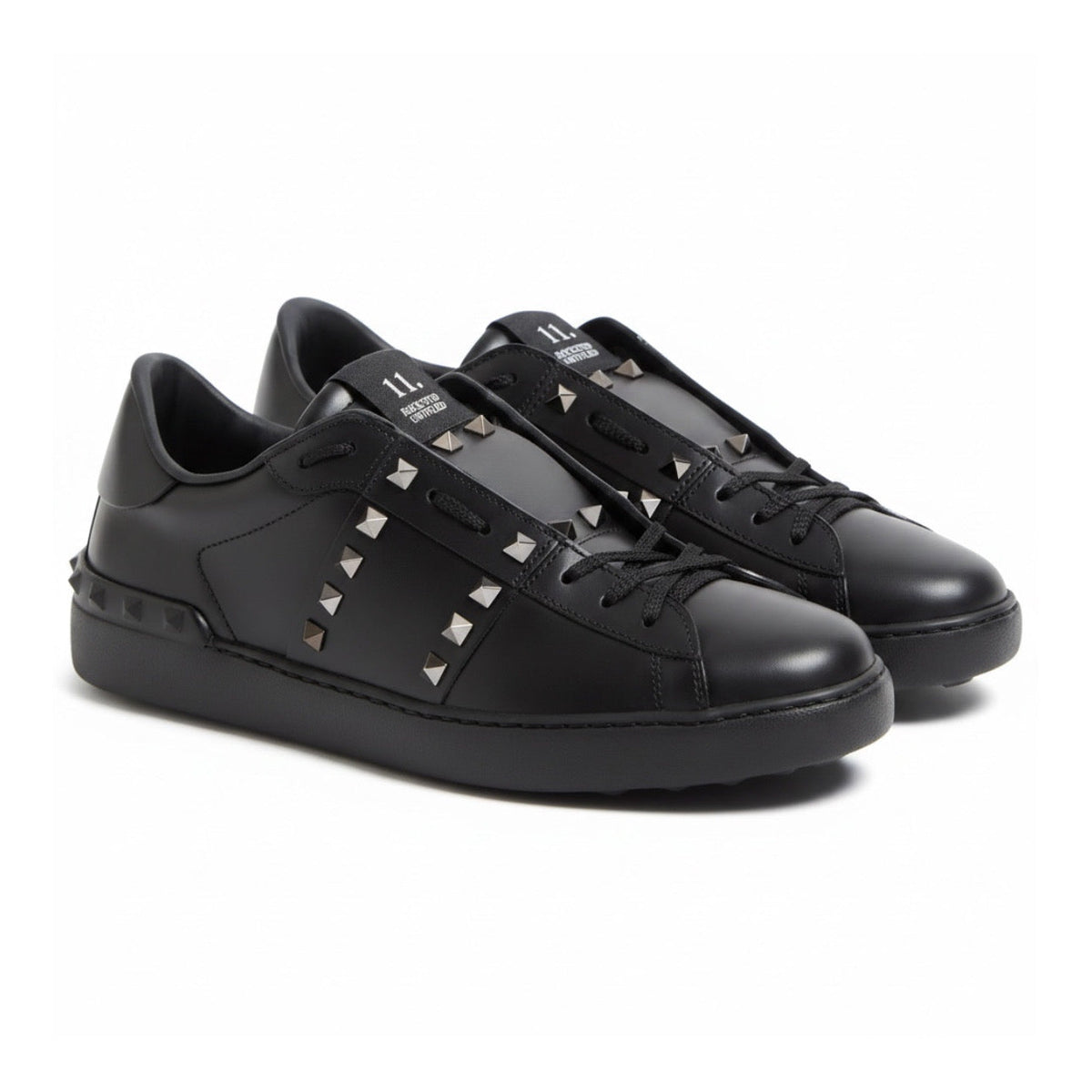 Valentino Rockstud Untitled Sneaker In Calfskin Leather Black