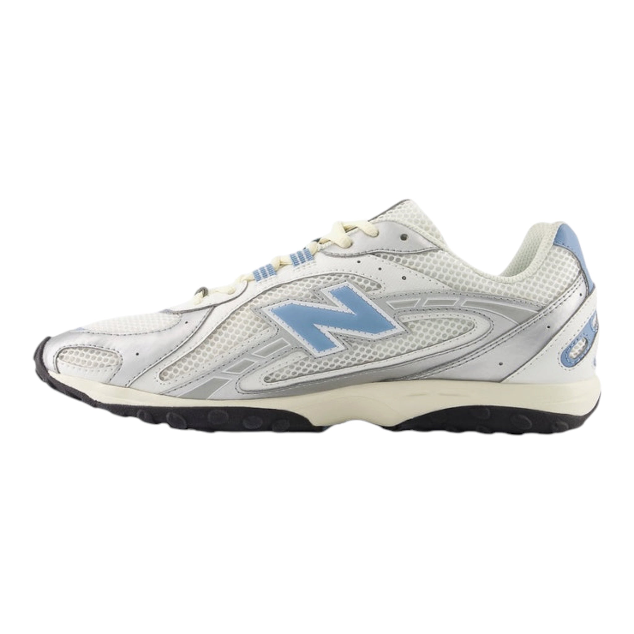 New Balance 204L sneakers in the "Silver Metallic/Still Water" (or "Ice Blue" or "Sky") colorway. 