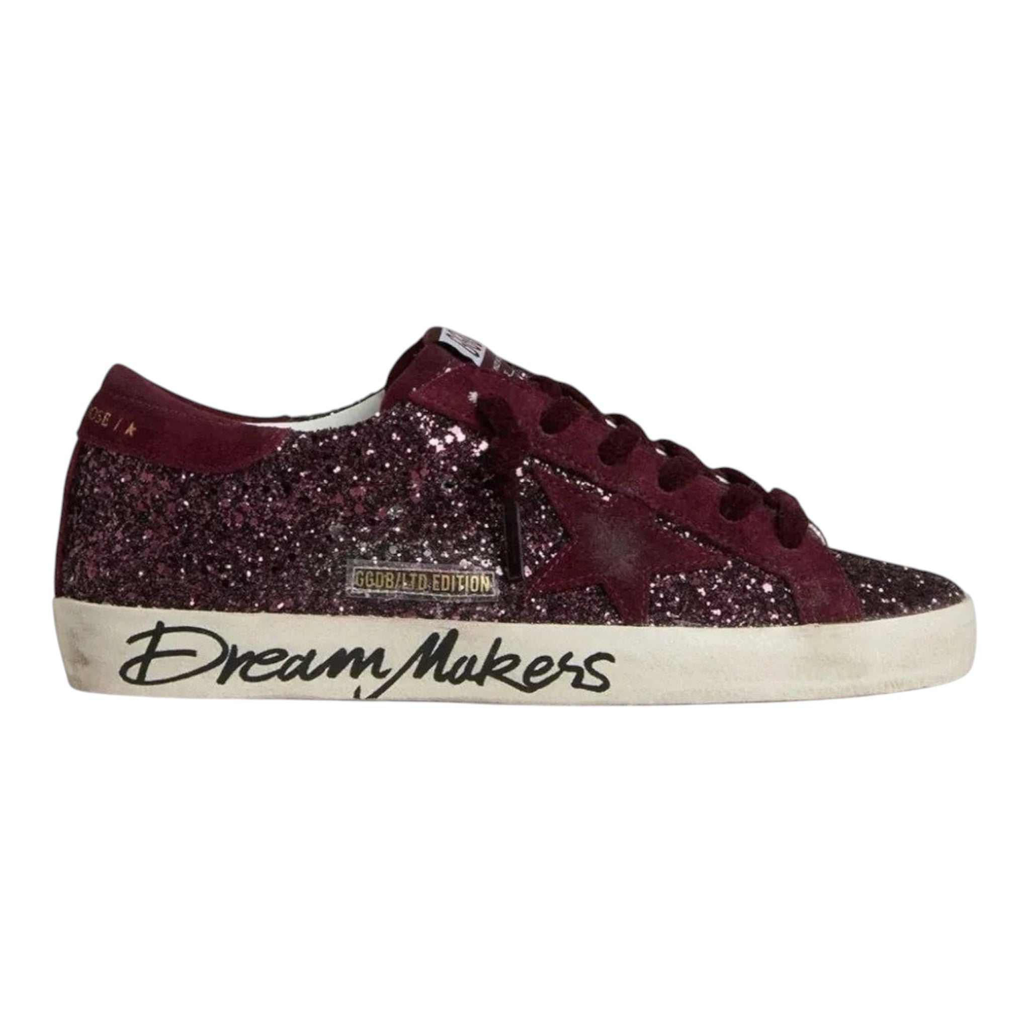 Golden Goose women's super - star LTD in cherry glitter with cherry suede star