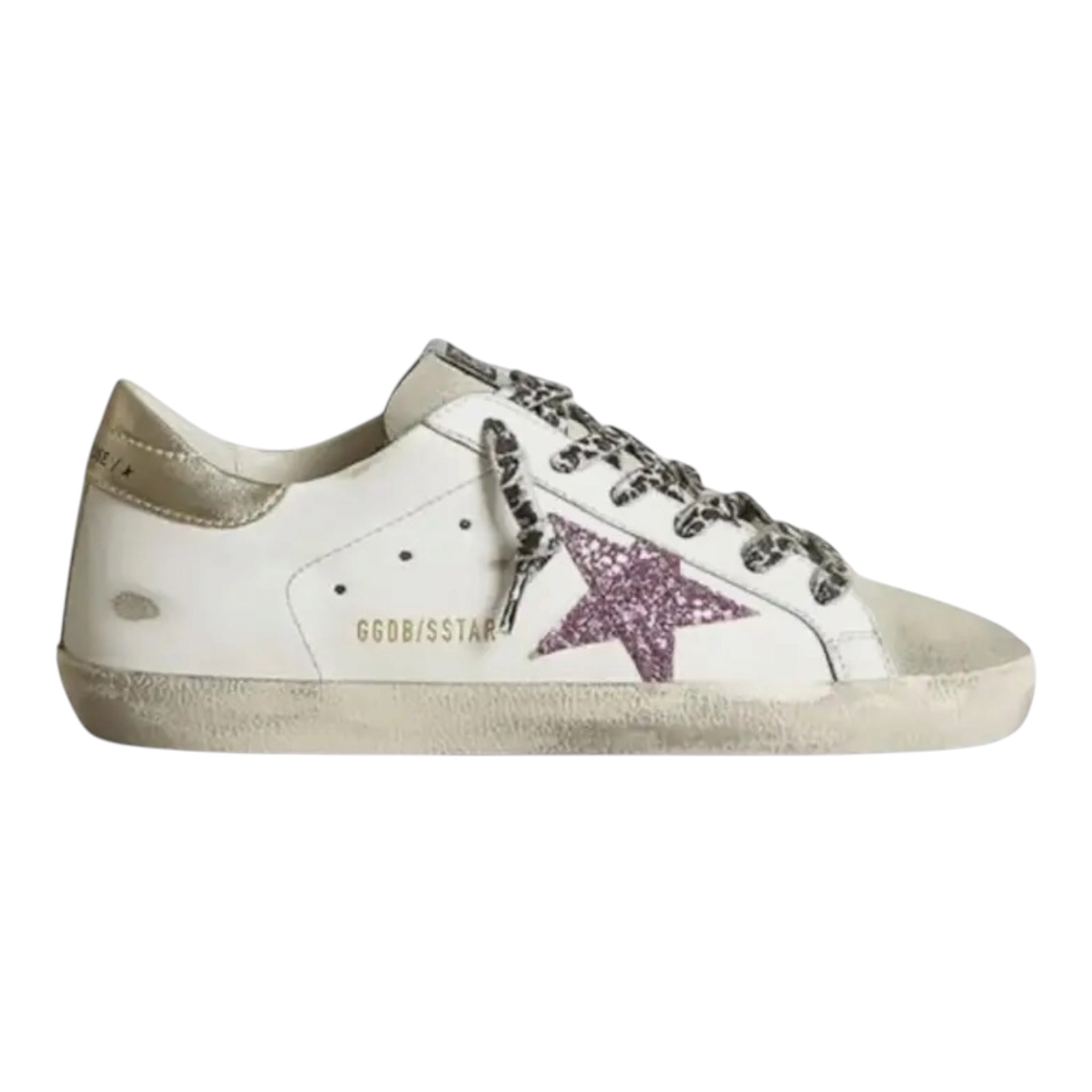 Golden Goose Super- (Pink) Star with/ Glitter & Gold Heel Tab