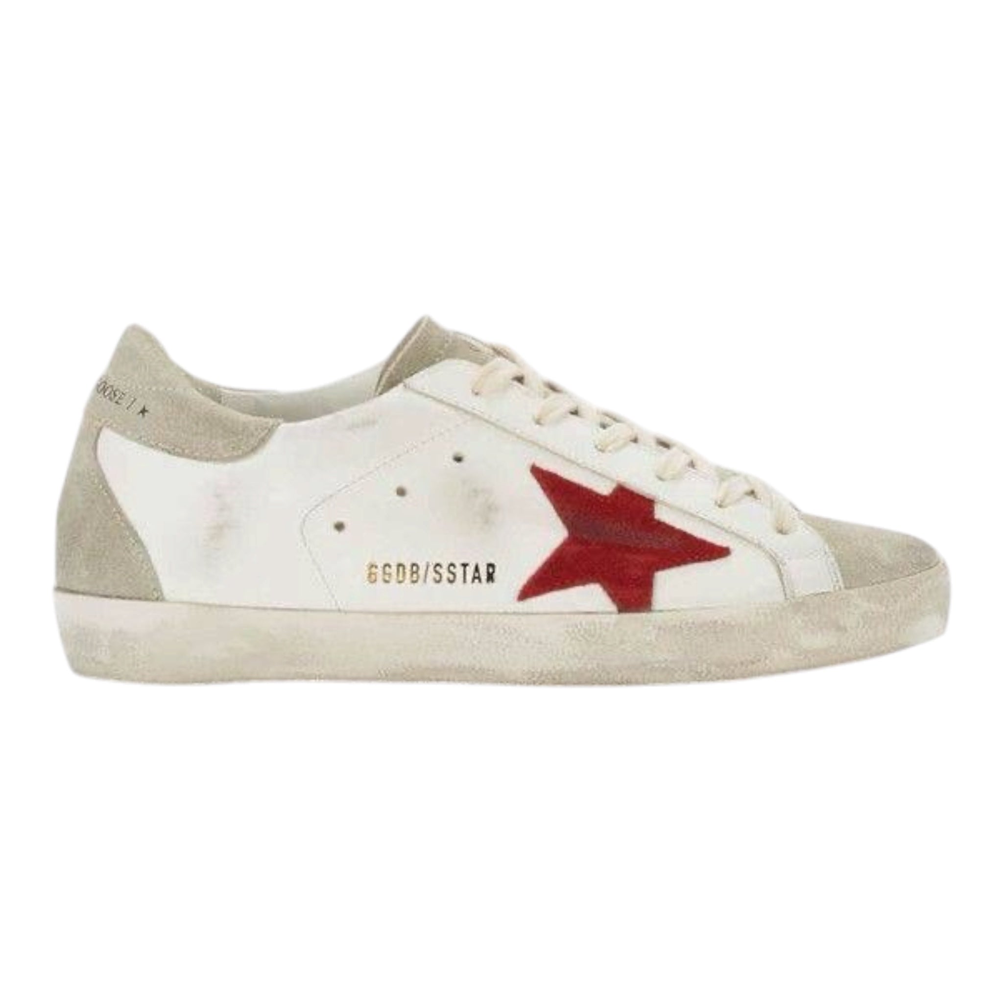 Golden goose super star white red star gray heel tab
