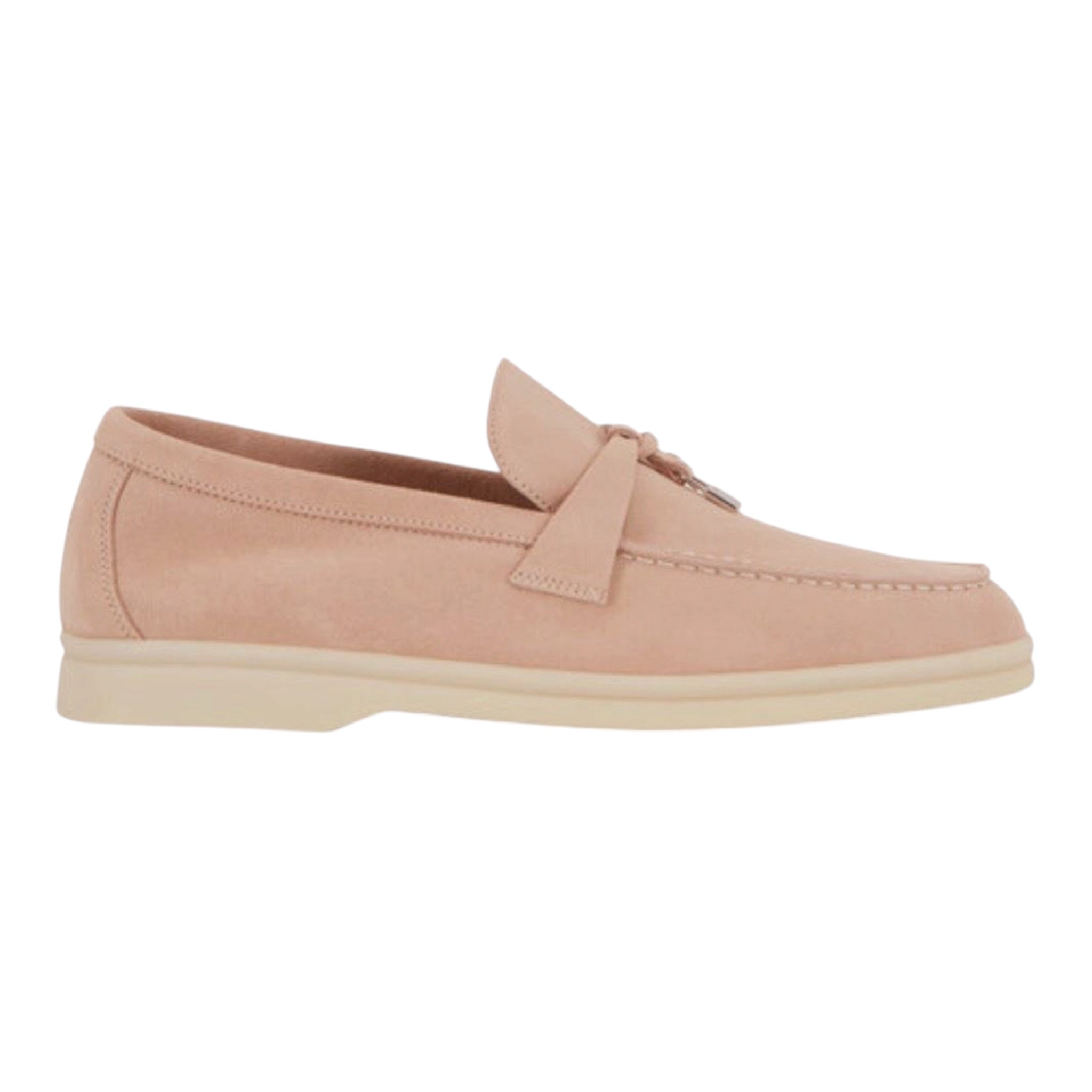 Loro Piana Summer Charms Walk Pink Sand Suede Loafer