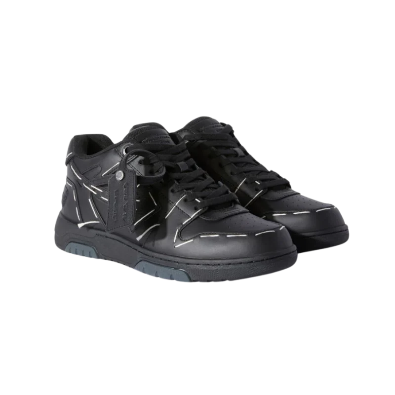 OFF-WHITE Out Of Office OOO low Tops Sartorial Stitching Black Black